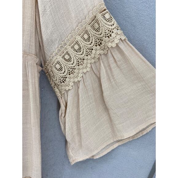 Indigo Rose Dress Sz 2X Tiered Crochet Lace Bell Sleeves Cottage Core Boho Gypsy - Picture 3 of 10